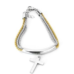 2-Toned Multi-Chain Cross Bracelet NEW - Easter